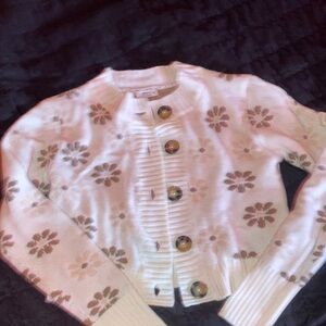 Ardene White and Brown Floral Cardigan